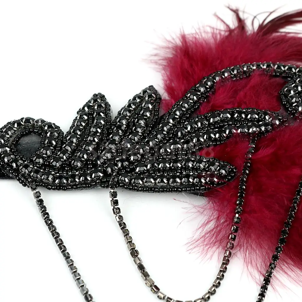 Vintage 1920s Feather Headband Wedding Bridal Headpiece Flapper Fancy Dress