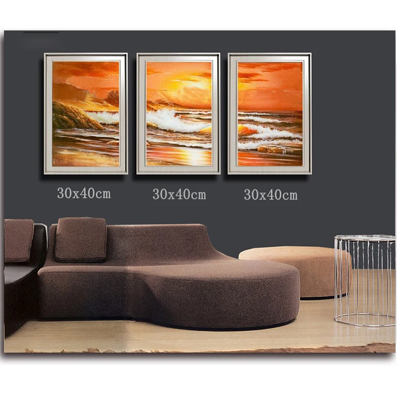 

Golden Beach Diamond Painting Cross-Stitch Triptych landscape Embroidery With Diamonds Sunset Foamiran Mosaic Kit For Embroidery