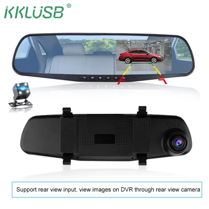 Dvr камера Авто 4 3 дюймов двойной объектив Full HD 1080P зеркало заднего вида цифровой