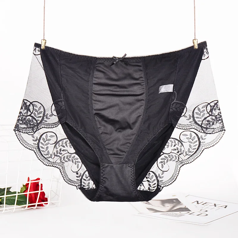 

Plus Size Women Panties Sexy Lace Comfortable Bow Traceless High Waist Panties for Women Underwear Ladies Briefs of Large Size