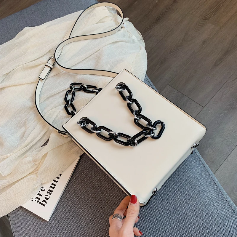 

High quality designer brand bucket large capacity bags women 2019 shoulder Acrylic chain pu leather shoulder handbags tote
