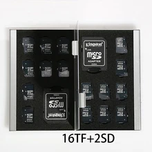 Micro 18 в 1 Алюминиевый Чехол Коробка для хранения сумка чехол для держателя карты памяти кошелек для 2* SD карты 16* Mirco SD/TF SDHC большой емкости