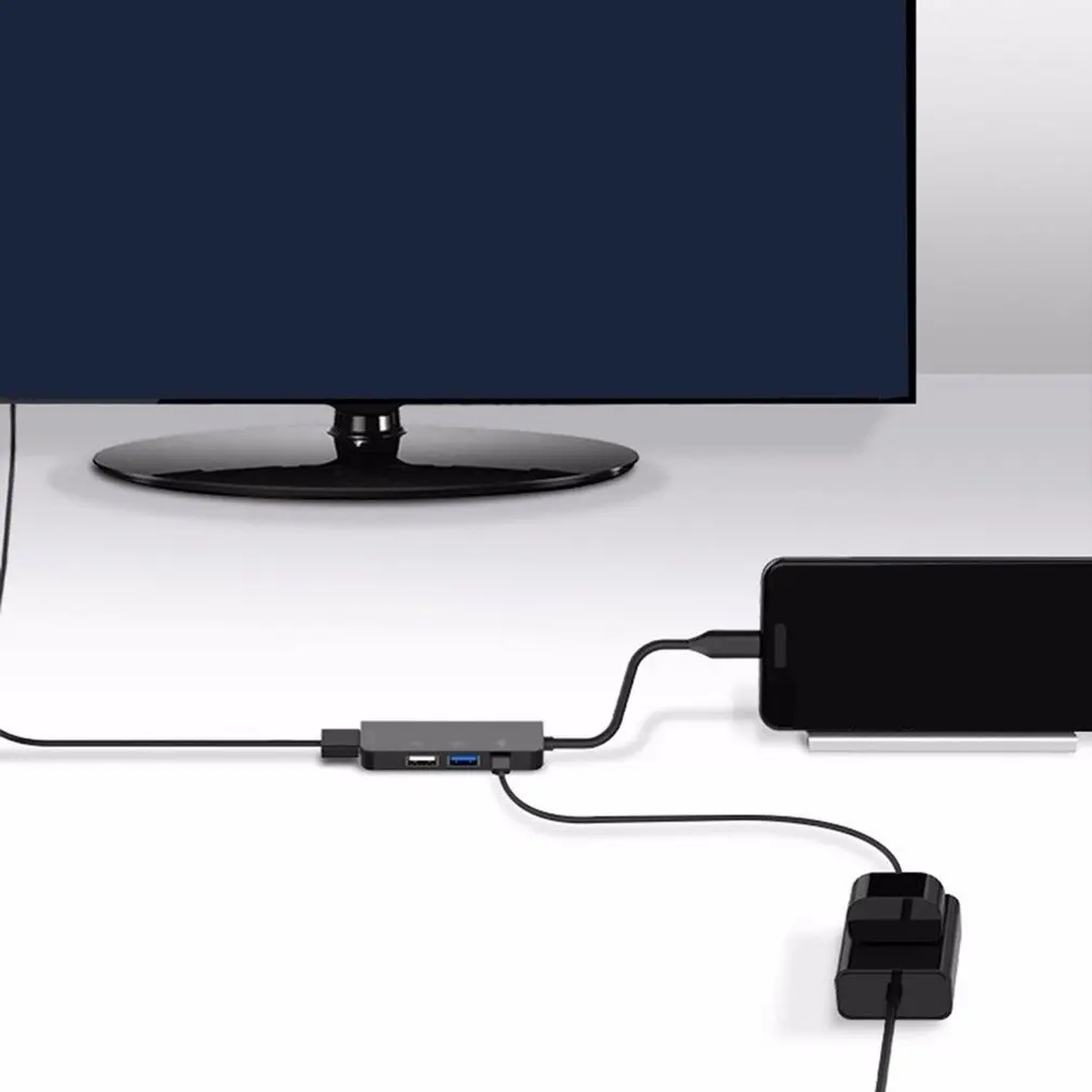 Алюминиевый usb type-C 7в1 концентратор адаптер 4 K HDMI кард-ридер USB 3,0 87 Вт зарядка PD type c к HDMI USB3.0 PD концентратор