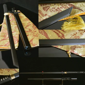 

katana samurai japanese sword Practical 1060 Carbon Steel straight Blade Handmade Katana Sharp Ready for Battle black