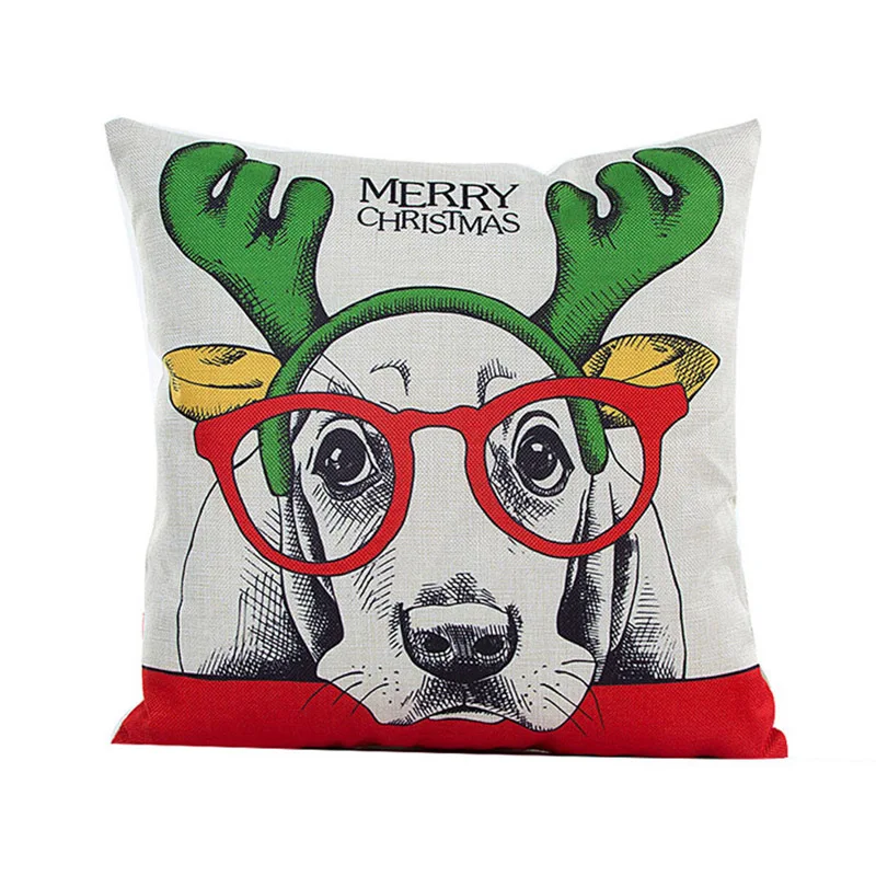 Merry Christmas linen pillow case 45*45cm Christmas Theme Pillowcase Christmas Home Party Decoration