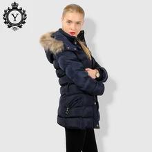 COUTUDI Winter Jacket Women Thick Warm Slim Medium Long Winter Woman Coat With Natural Fur Collar