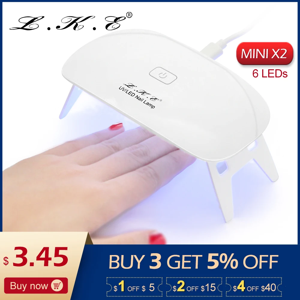 Big Discount LKE SUNmini 6w UV LED Lamp Nail Dryer Portable USB Cable