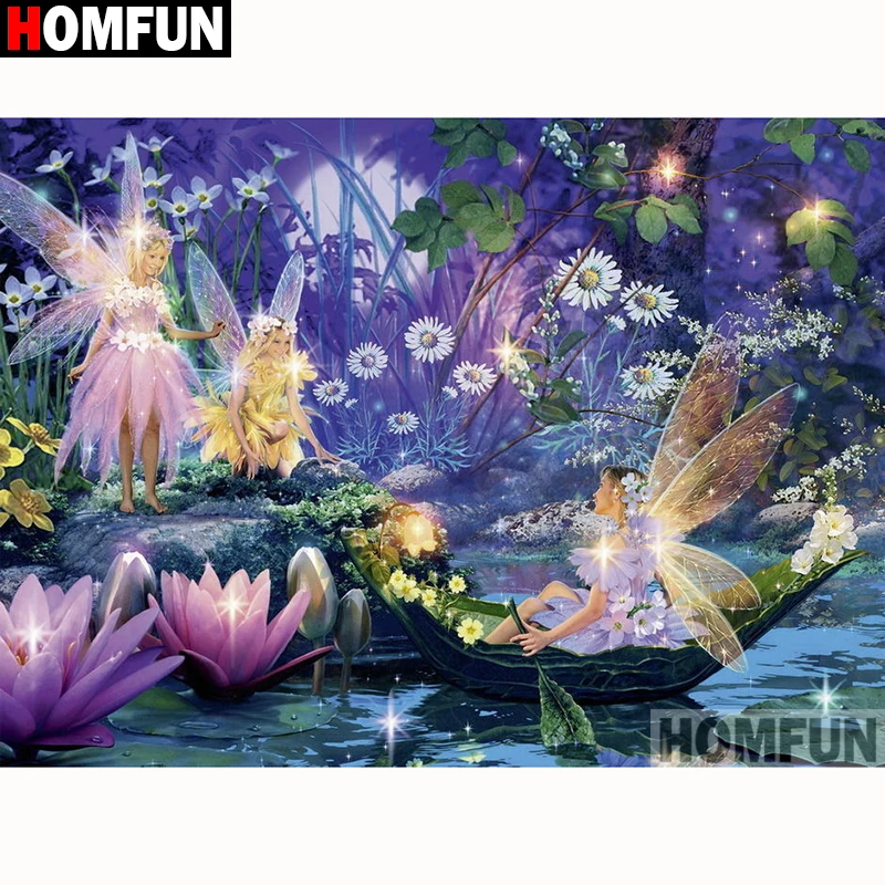 Алмазная живопись HOMFUN A18137 картина Бабочка Фея из квадратных/круглых страз