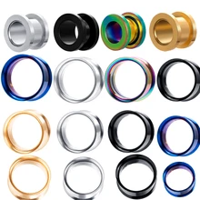 Junloupy 2 шт, стальная ушная раковина, тоннели, беруши для ушей, телесные серьги, измерительные приборы, винтовые ar растяжки, пробки и тоннели, пирсинг, набор для тела