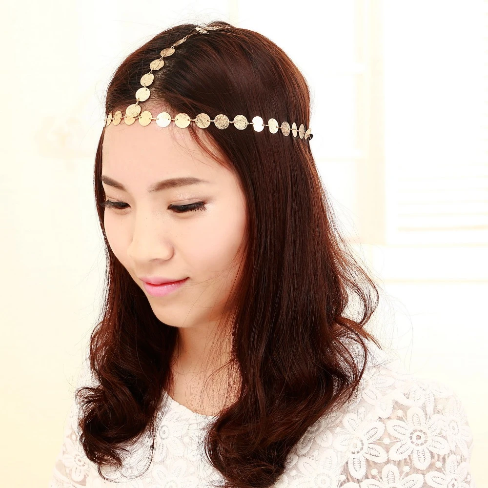 女性ヴィンテージヘッドバンドタッセルストレッチヘアバンドゴールドカラースパンコールコイン弾性ヘッドバンドティアラヘアアクセサリー用女の子 Tiaras Hair Accessories Headband Tiaratiara Hair Aliexpress