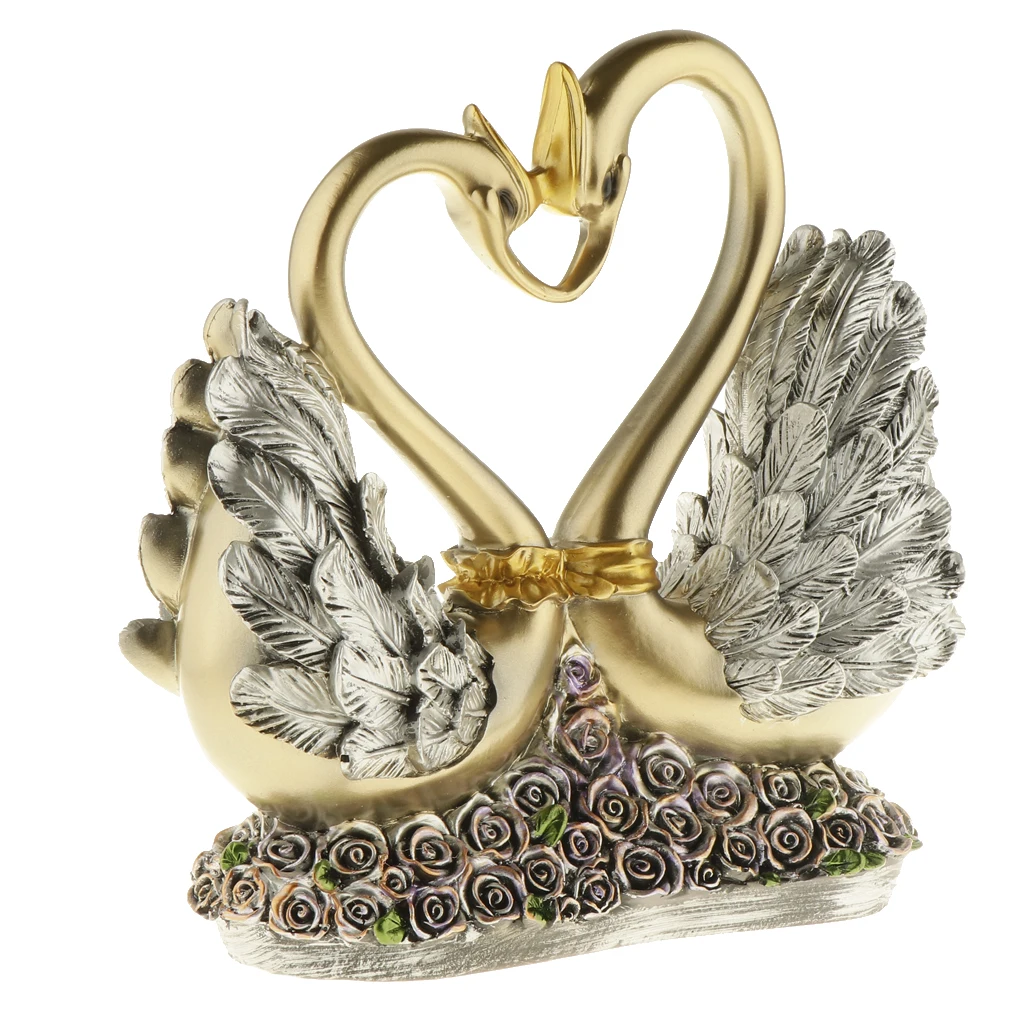 European Couple Kissing Swan Figurines Home Decoration Wedding Gifts Wine Cabinet Display Resin Crafts Household Swan Miniatures