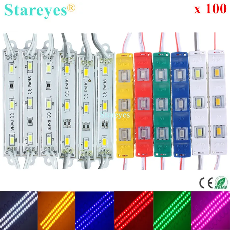 100 шт. SMD 5630 5730 3 светодиодный DC12V модуль IP63 IP65 Водонепроницаемый светильник для