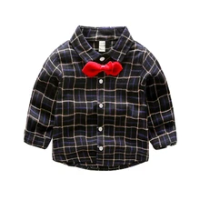 Рубашка с длинными рукавами из хлопка для малышей весенне-осенний топ для девочек, детская одежда осенняя клетчатая рубашка для мальчиков