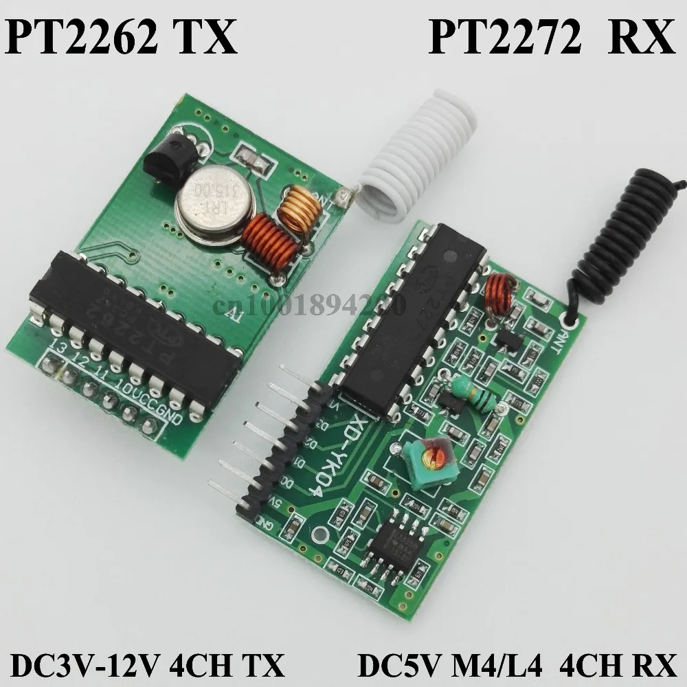 4CH RF Transmitter Receiver Modules System  PT2262 PT2272 Encoding Receiver Transmitter Module can Connect Button 315MHZ