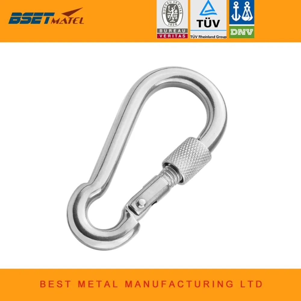 

M8*80mm Multifunctional 304 Stainless Steel Spring Snap Carabiner Quick Link Lock Ring Hook snap shackle Chain Fastener Hook