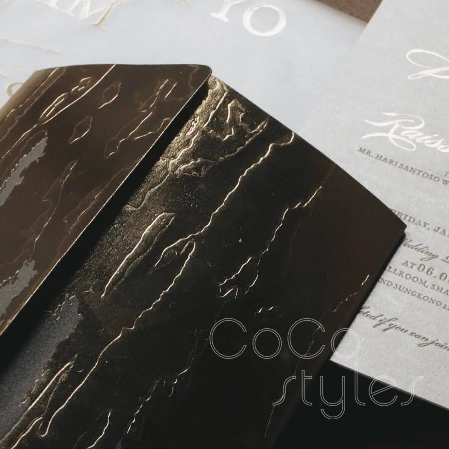  Cocostyles personalized luxury foiling invitation card with pocket envelope for high end wedding - 32883345869