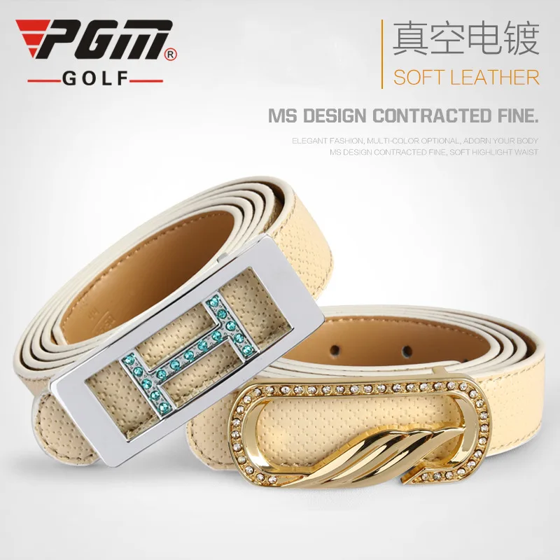 

New Style ! Lady Trousers Belt The first layer of leather Plate Buttoned Diamond Elegant Gold Silver Buckle Pant Belt 90cm~120cm