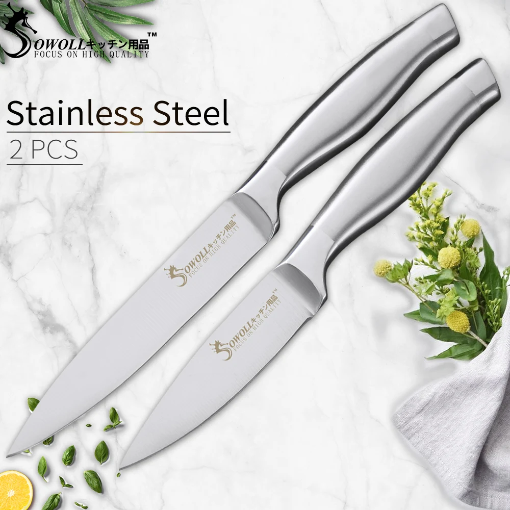 SOWOLL 2-Piece 7Cr17mov Stainless Steel Kitchen Knife Set 3.5 inch Paring +5 inch Utility Knife Lasting Durable Sharp Blade Tool SOWOLL 2-Piece 7Cr17mov Stainless Steel Kitchen Knife Set 3.5 inch Paring +5 inch Utility Knife Lasting Durable Sharp Blade Tool