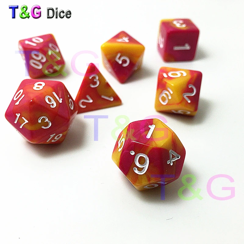 

Top Quality 7pc/Set of D4-D20 Acrylic Plastic TRPG red mix black cool Dice set For Dungeons Dragons Game,Desktop Board Games