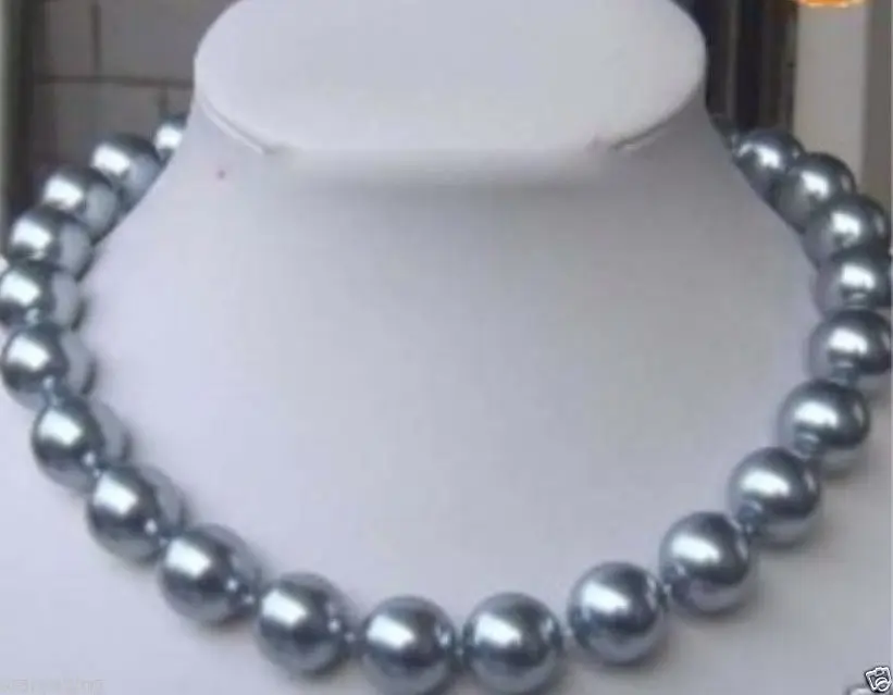 

10X10 jewerly free shipping 8mm Silver Gray SOUTH SEA SHELL PEARL NECKLACE 18