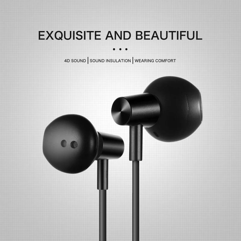 

OwnFone W-100 wired headset big speaker with microphone in-ear subwoofer Android IOS universal earbuds ear phone