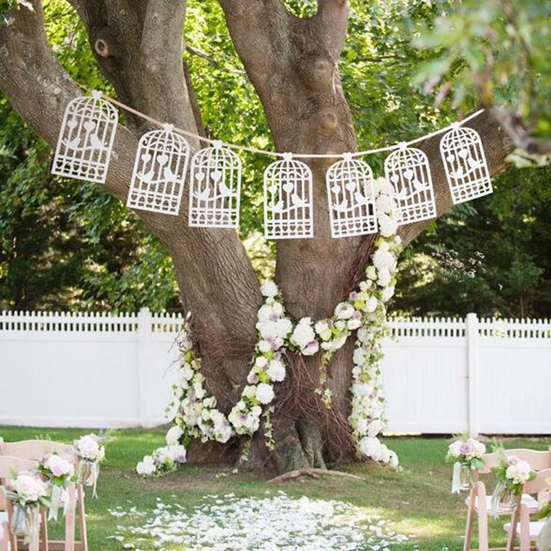 

Lazer Cut Love Birds Design Vintage Wedding Bunting Banner Photo Booth Props Garland Bridal Shower Wedding Party Decoration
