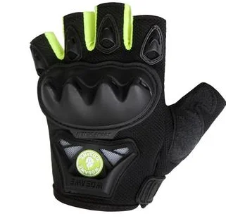 WOSAWE мотоциклетные перчатки на пол пальца ПВХ оболочке перчатки для мотокросса, для езды на мотоцикле, для езды на велосипеде, Mtb мотопробег, гонки внедорожные перчатки - Цвет: Black with Green