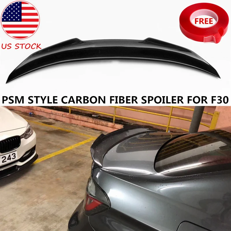 

PSM Style Carbon Fiber Spoiler For BMW 3 Series F30 320i 325i 330i F80 M3 4DR Sedan Rear Trunk Splitter 2012-2018 US Stock