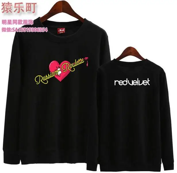  Spring autumn kpop red velvet new album russian roulette love heart printing o neck sweatshirt pull