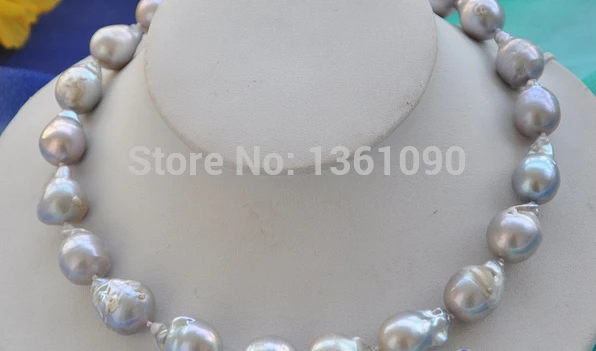 

00611 GRAY BAROQUE KESHI REBORN PEARL NECKLACE AAA