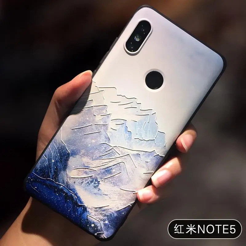 

Embossed vintage East Asian Chinese Japanese style case For Redmi note 5 Snow Mountain Decree Crane For Xiaomi redmi note5