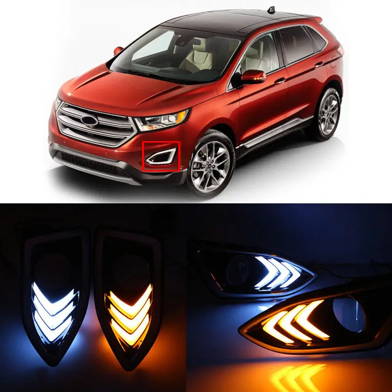 Cheap 2*LED Daytime Running lamp DRL Turn yellow Signal Light For Ford Edge 2015-2016
