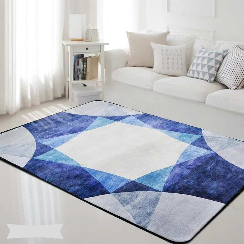 Fashion Blue Home Living Room Rug Carpet Anti Slip Floor Mat for Bedroom Nordic Carpet Table Rug Mat Modern Style Rug Carpet