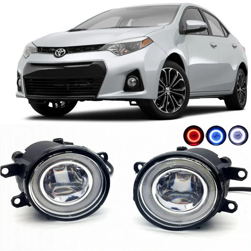 

2 in 1 LED Cut-Line Lens Fog Lights Lamp 3 Colors Angel Eyes DRL Daytime Running Lights for Toyota Corolla 2007- 2014 2015 2016