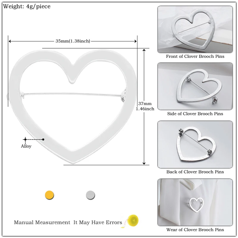 Любовь броши с сердечком для женщин мужчин аксессуары прекрасный простой Гладкий сплав золото серебро брошь булавки Металл девушка мода ювелирные изделия подарок