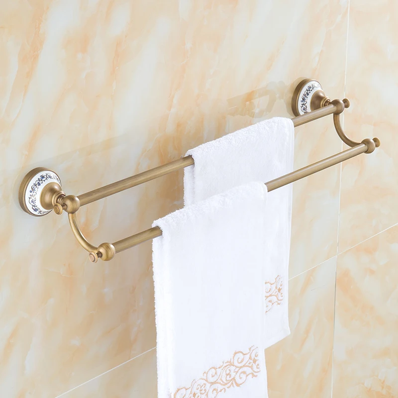 Ceramics base copper bathroom double towel bars, Wall toilet hanging