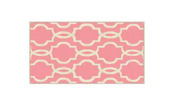 

Rubber Backed Mat 18" x 32" Fancy Moroccan Trellis Pink & Ivory Doormat Accent Non-Slip Rug Collection Kitchen Dining Living
