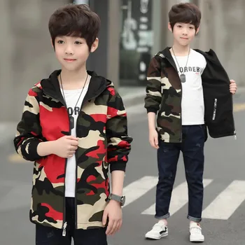 

Boy Hoodies Children Double-side Wear Parka Spring Teenager Boys Camouflage Jacket Outwear Kids Coat Baby Boys clothing