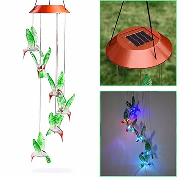 

Color Changing LED Solar Wind Chime Hummingbird Wind for Gardening Lighting Solar Powered Wind Spinner Hanging Lights Lamps