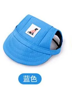 Шляпа для собак с отверстиями для ушей, летняя парусиновая бейсболка для маленьких собак, уличные аксессуары для собак, походные товары для животных, шляпа от солнца для собак XL - Цвет: Синий