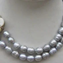 Длинное удивительное натуральное Южное море 11-13 мм AAA серый жемчуг барокко ожерелье 17-18 дюймов Свадебные ювелирные изделия