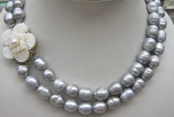 

wholesale LONG surprising natural South sea 11-13mm AAA gray baroque pearl necklace 17-18inch Bridal Jewelry