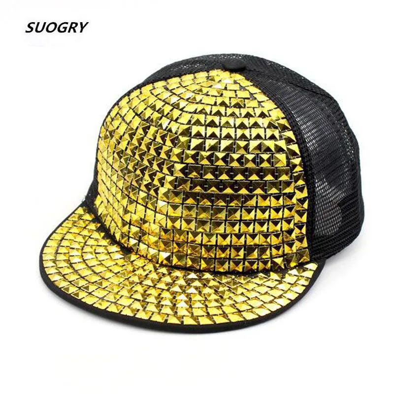 

SUOGRY Children Casual Solid Color Baseball Cap Boy Summer Breathable Net Visor Hip Hop Cap For Girls Punk Sequins Snapback Cap