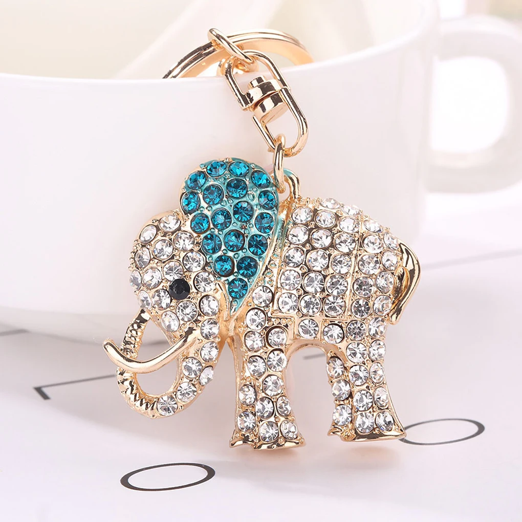 

Exquisite Crystal Elephant Shaped Pendant Keychain Rhinestone Animal Key Chain Car Key Buckle Keyring