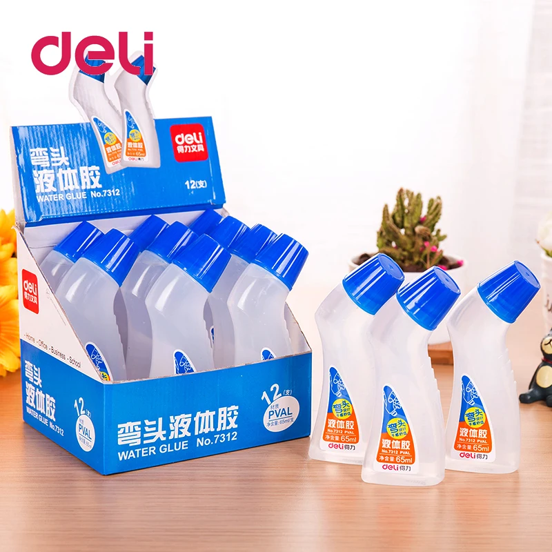 

Deli 1pcs Glue office 65ml PVA liquid glue Strong viscosity paste paper Elbow liquid glue student Children's handmade stationery