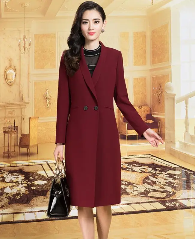 Long Trench Coat Women 2016 Autumn Elegant Formal Abrigos Coat Manteau Femme Casaco Feminino Plus Size