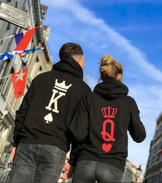 

Sugarbaby King and Queen matching Sweatshirt King and Queen Couples Hoodie Set Couple's Pullover Long Sleeve Fashion Jumper