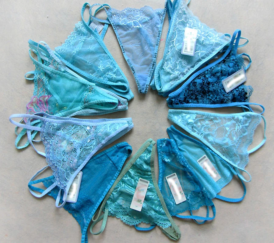 Elasticity Mini Briefs Lot Bulk T-back G-string Women seductive Sexy Thong small triangle panties multi color Wholsale 12 pcs