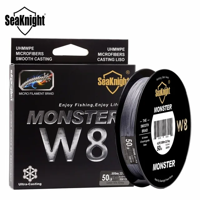 Seaknight W8 300 m 8 strands fishing lines pe braided multifilament fishing rope wide angle twisted technology 20-100lb