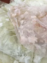 Tela exquisita de gasa para vestido y muñeca, tejido bordado de encaje a hilo, carne en polvo/Flor estéreo champán, 0,5 M x 1,4 M